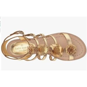 Kate Spade New York Sadia Gold Metallic Floral Gladiator Sandals Women's 5M NEW